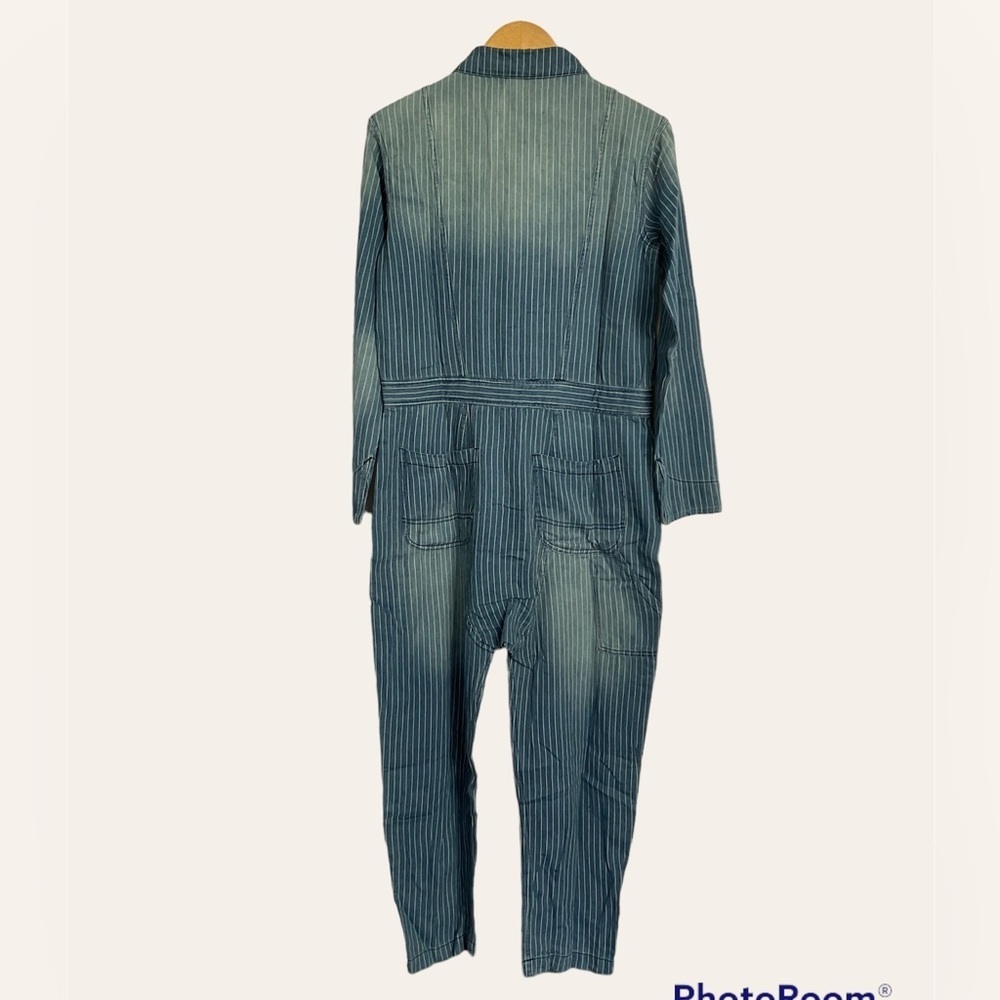 Sandrine Rose FREE PEOPLE Deep Zip Denim Jumpsuit Slouchy Small Utility Style - Picture 5 of 11